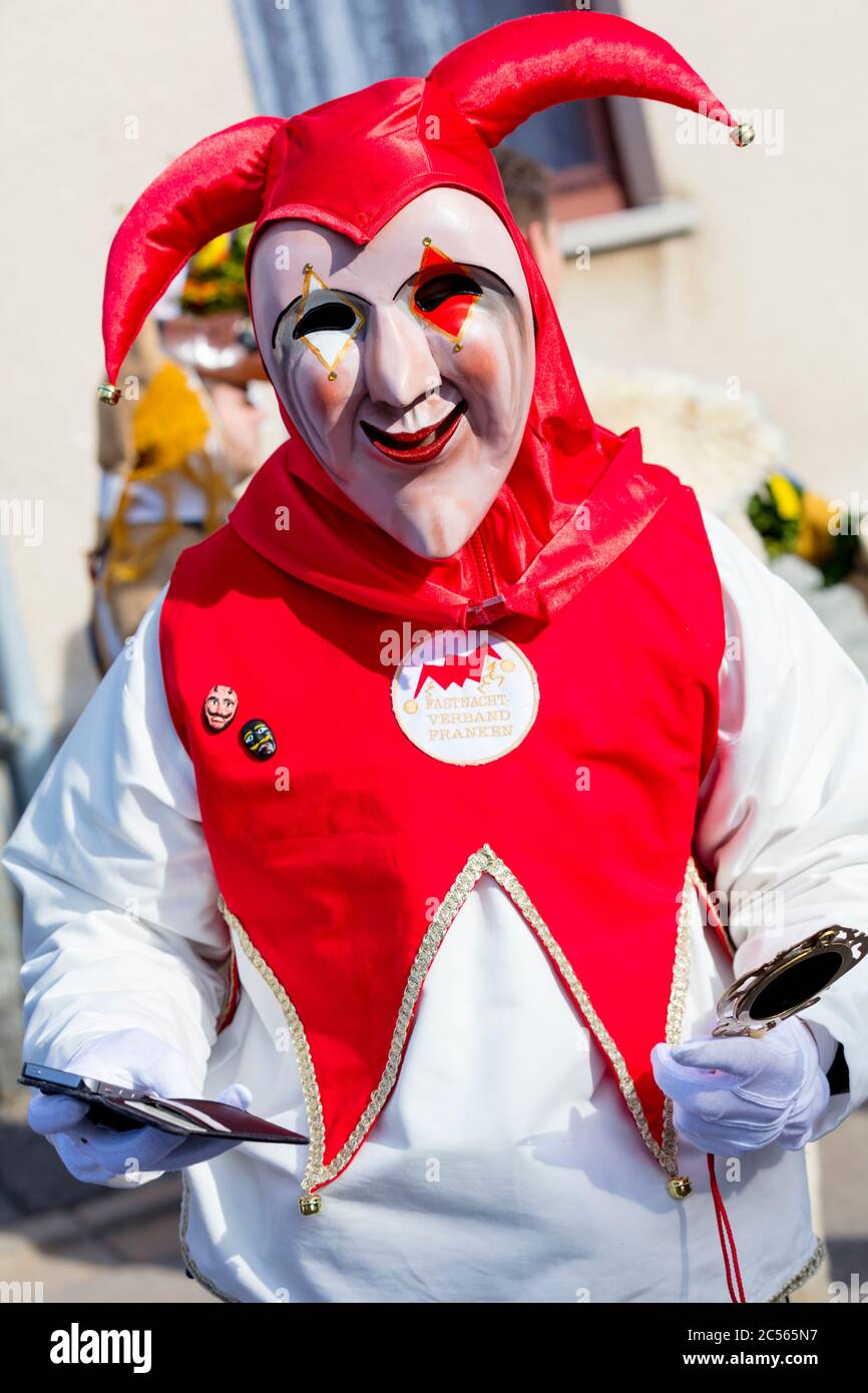 Rhöner Maskenfastnacht, Oberelsbach, Rhön-Grabfeld, Franconia, Baviera, Germania, Foto Stock