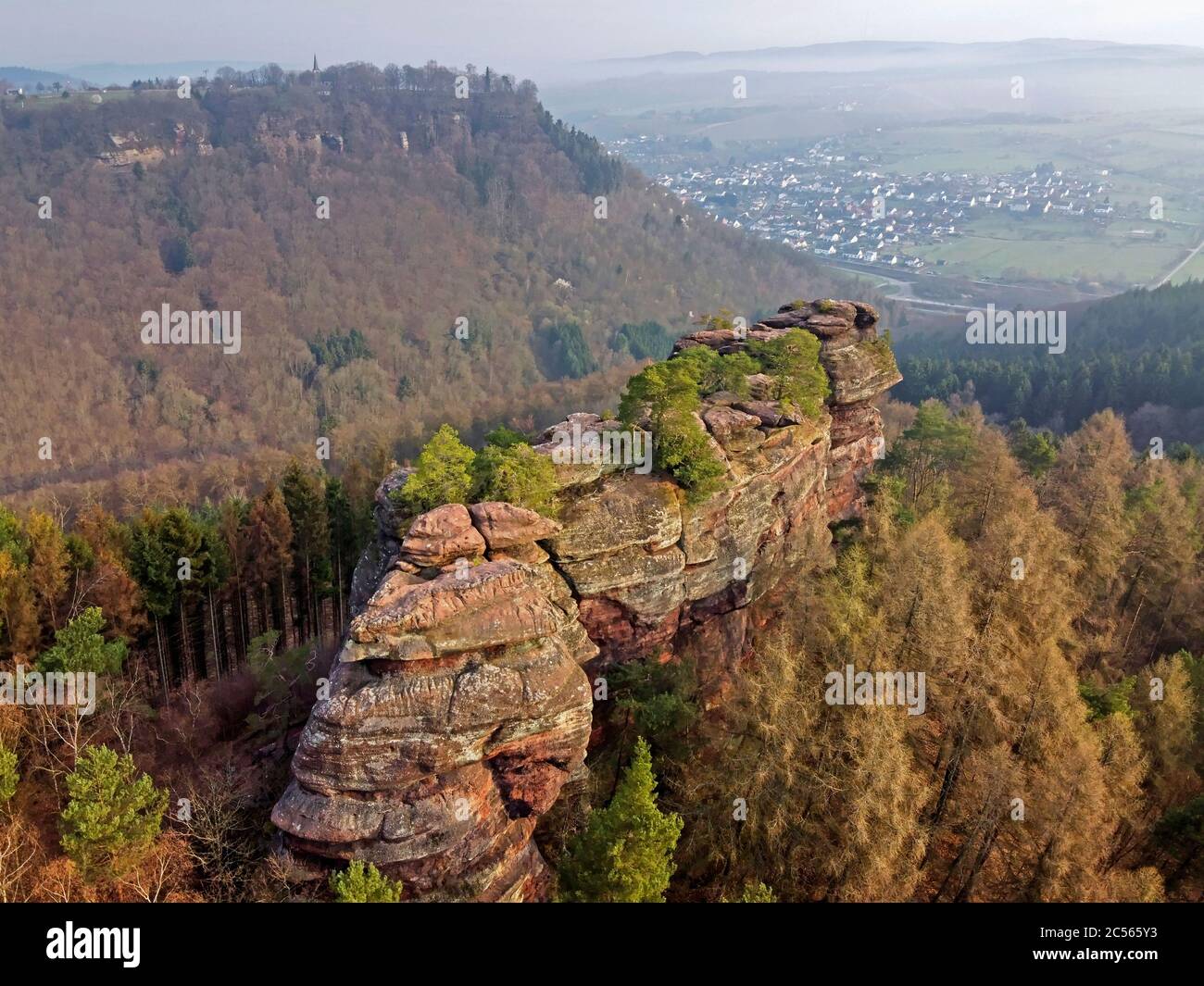 Altfels, loop da sogno Kasteler Felsenpfad, Kastel-Stadt, Saartal, Renania-Palatinato, Germania Foto Stock