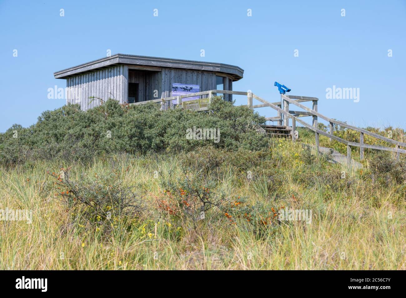 Germania, bassa Sassonia, Frisia orientale, Juista, capanna di osservazione a Kalfamer. Foto Stock