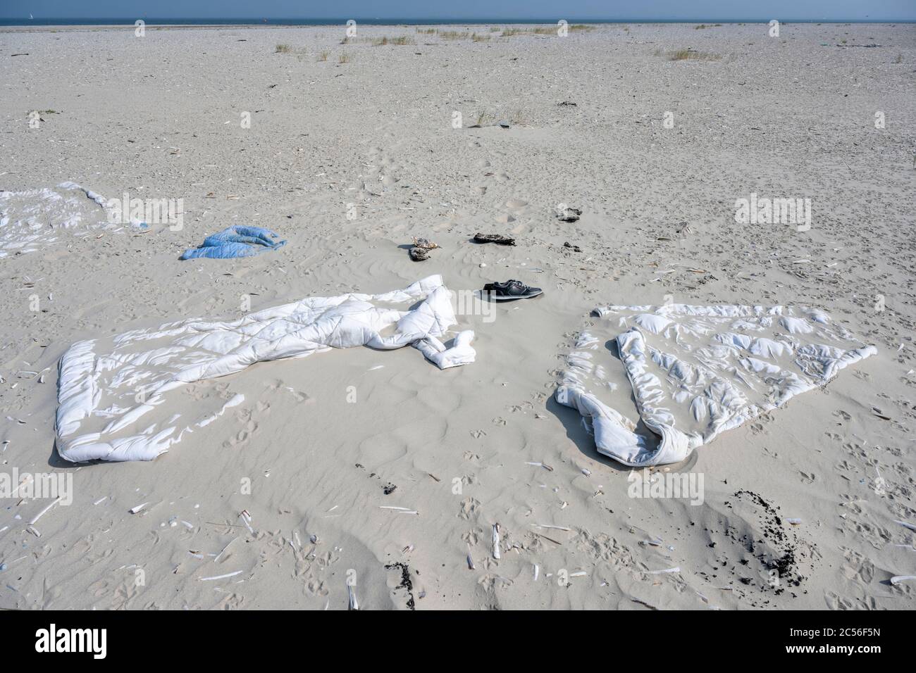 Germania, bassa Sassonia, Frisia orientale, Juista, ha lavato le merci da spiaggia. Foto Stock