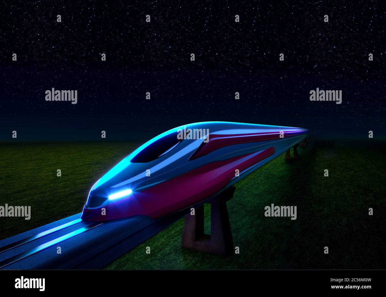 Trasporti, futuro, alta velocità, veicolo ferroviario, CGI, Foto Stock