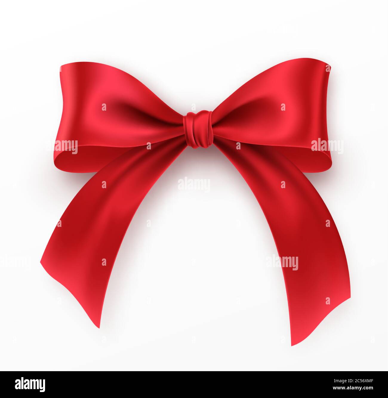 Red Bow e nastro su sfondo bianco. Archetto rosso realistico per il design della decorazione cornice per le vacanze, bordo. Illustrazione vettoriale Illustrazione Vettoriale