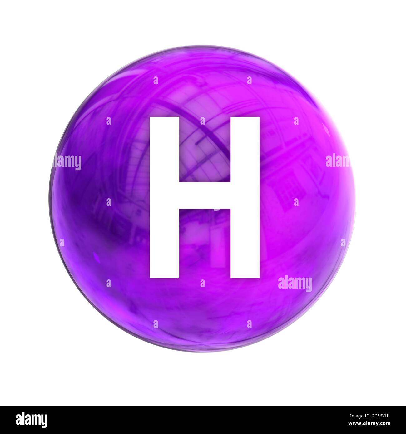 Molecola di vitamina H sfera per la farmacia medica sanitaria. Simbolo luminoso della vitamina H. Biotin. Icona della vitamina. Rendering 3D Foto Stock