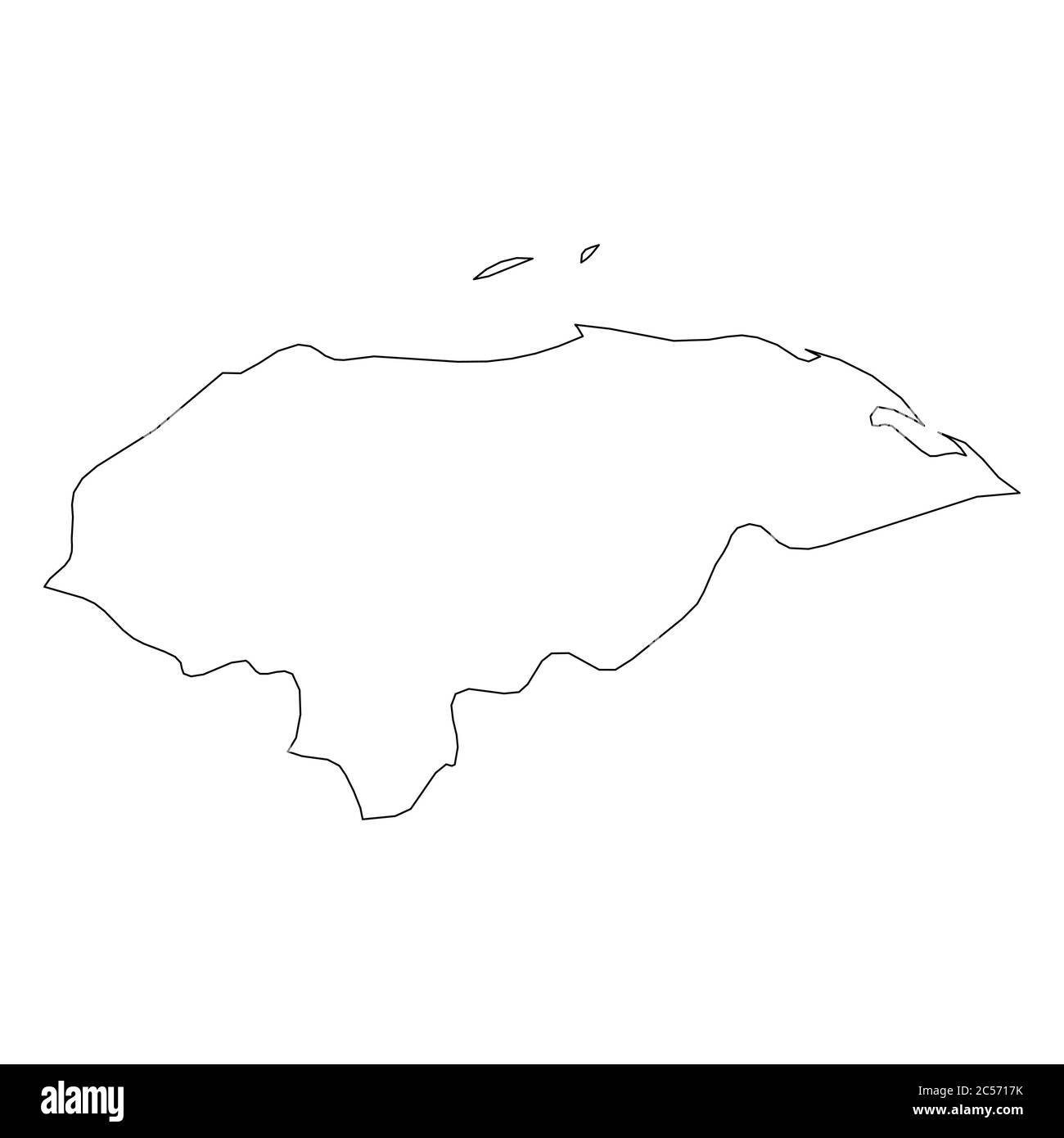 Honduras - carta dei confini nera piena dell'area del paese. Semplice illustrazione vettoriale piatta. Illustrazione Vettoriale