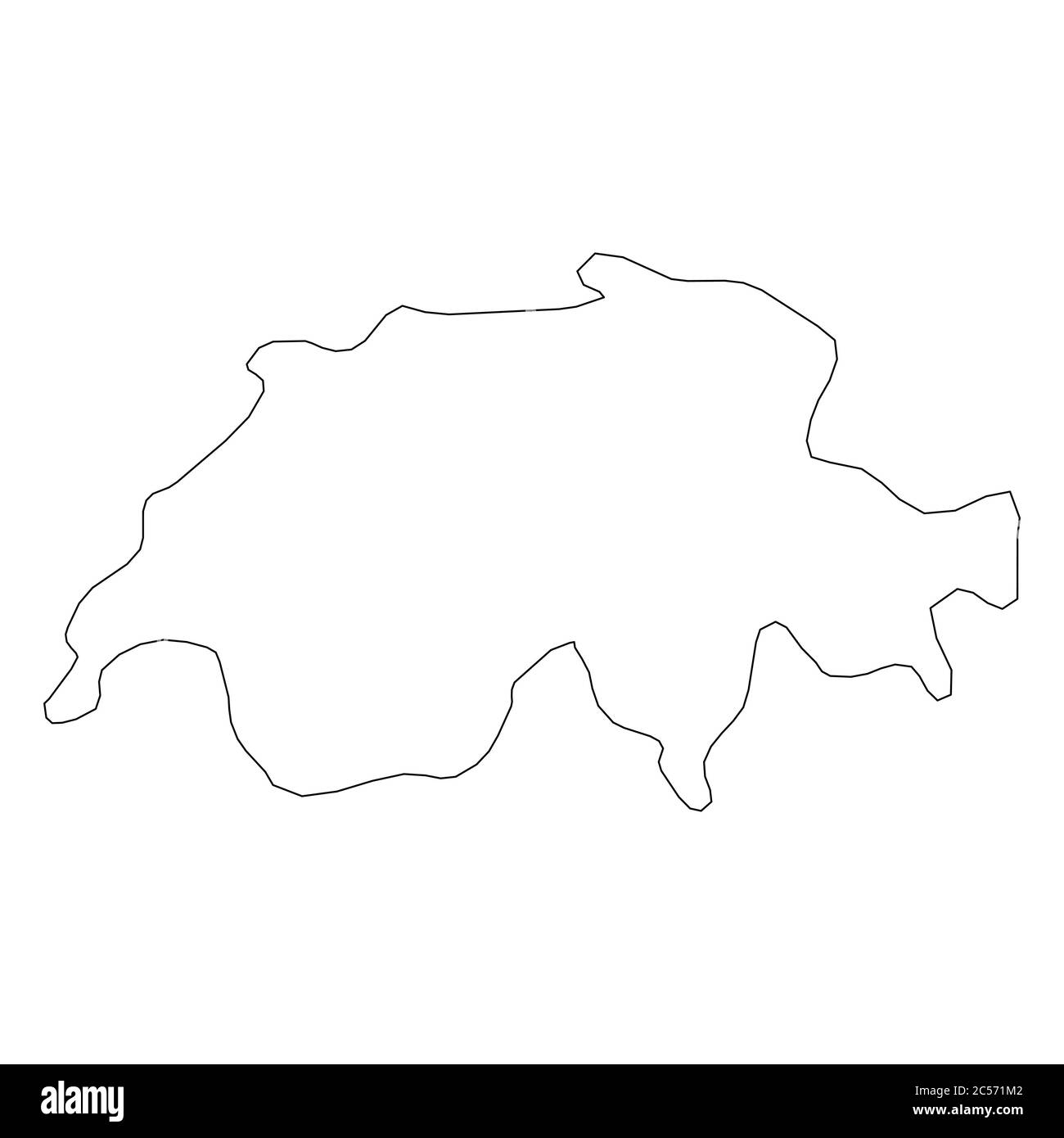 Svizzera - carta dei confini nera della zona del paese. Semplice illustrazione vettoriale piatta. Illustrazione Vettoriale