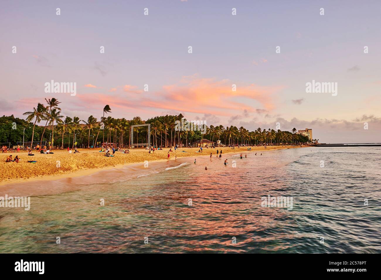 Paesaggio della spiaggia a K?hi? Spiaggia, Oahu Hawaiian Island, Oahu, Hawaii, Aloha state, Stati Uniti Foto Stock