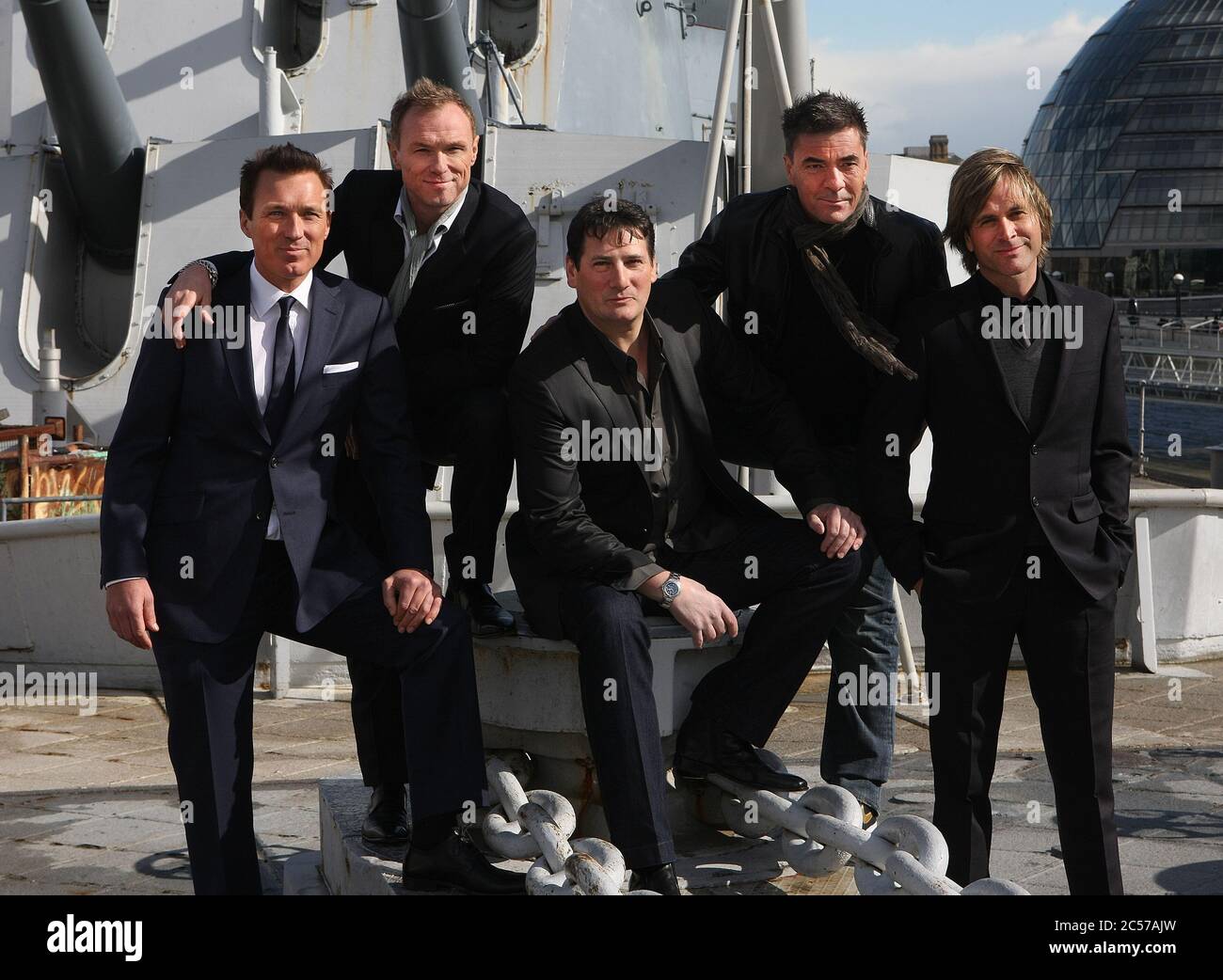 Spandau Ballet Photocall on HMS Belfast, Londra 25 marzo 2009 Foto Stock