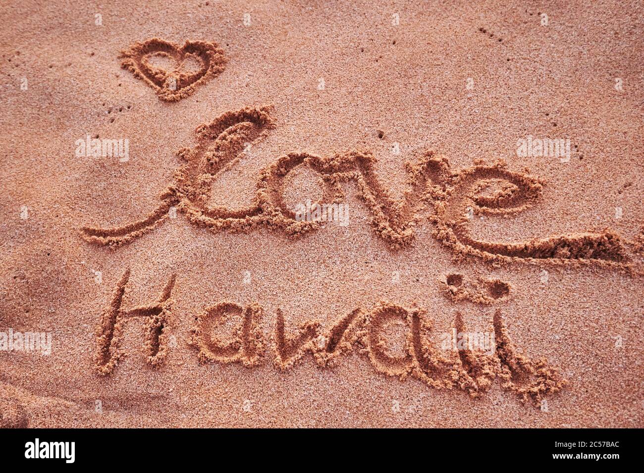 Cuore sulla spiaggia, Sunset Beach su Oahu, Costa Nord, Isola Hawaiiana di Oahu, Oahu, Hawaii, Aloha state, Stati Uniti Foto Stock