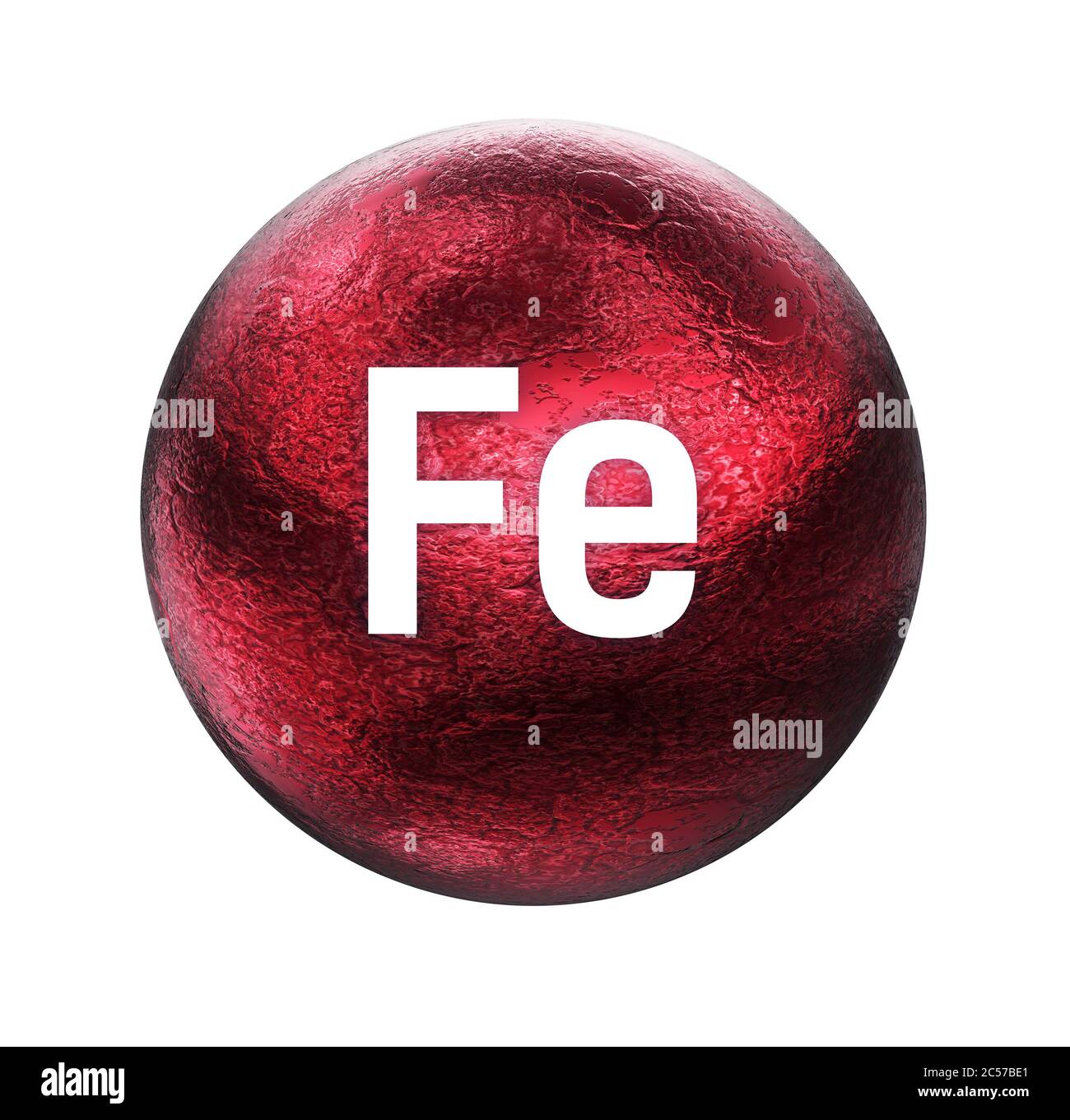 Simbolo del ferro. Minerale essenziale per la salute umana. Rendering 3D. Icona minerale. Foto Stock