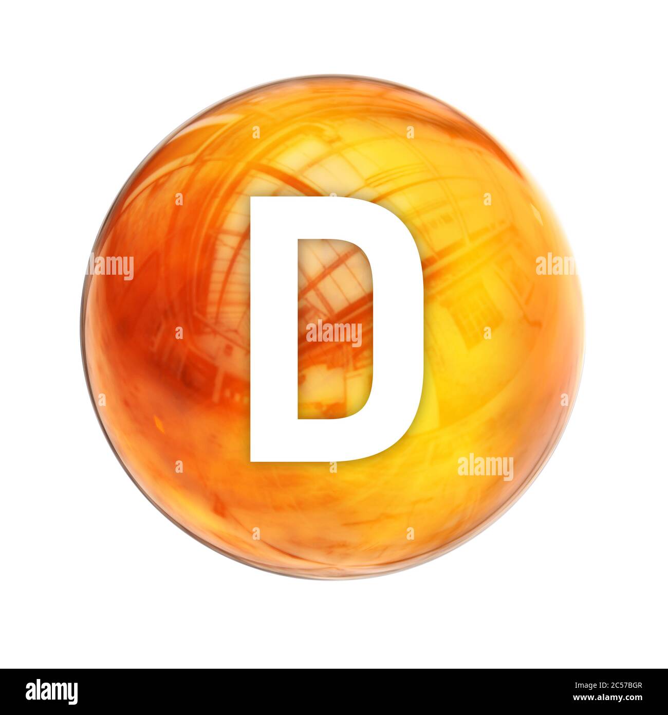 Molecola di vitamina D per la medicina sanitaria. Simbolo luminoso della vitamina D. icona della vitamina. Rendering 3D Foto Stock