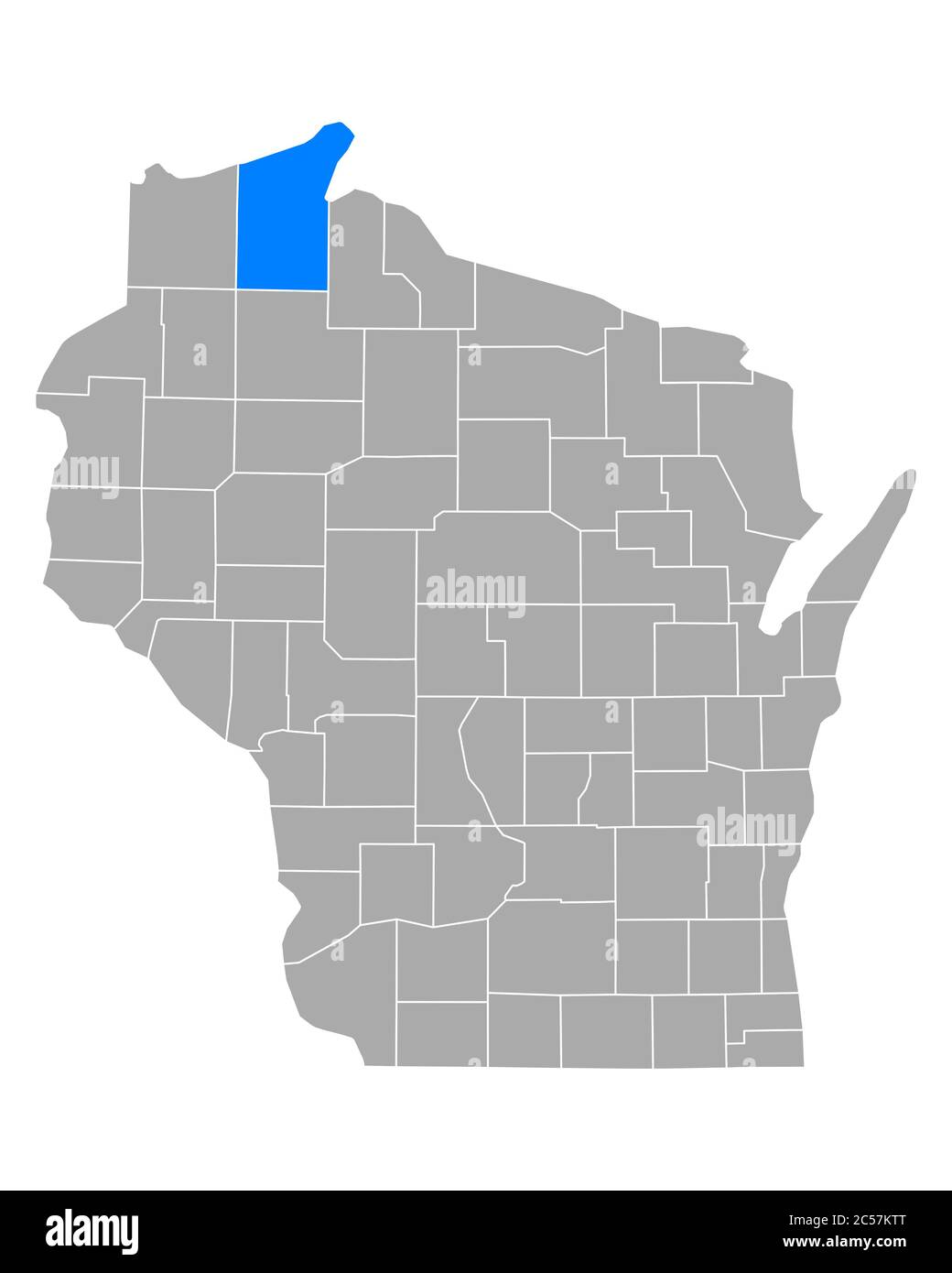 Bayfield sulla mappa di Wisconsin Foto Stock