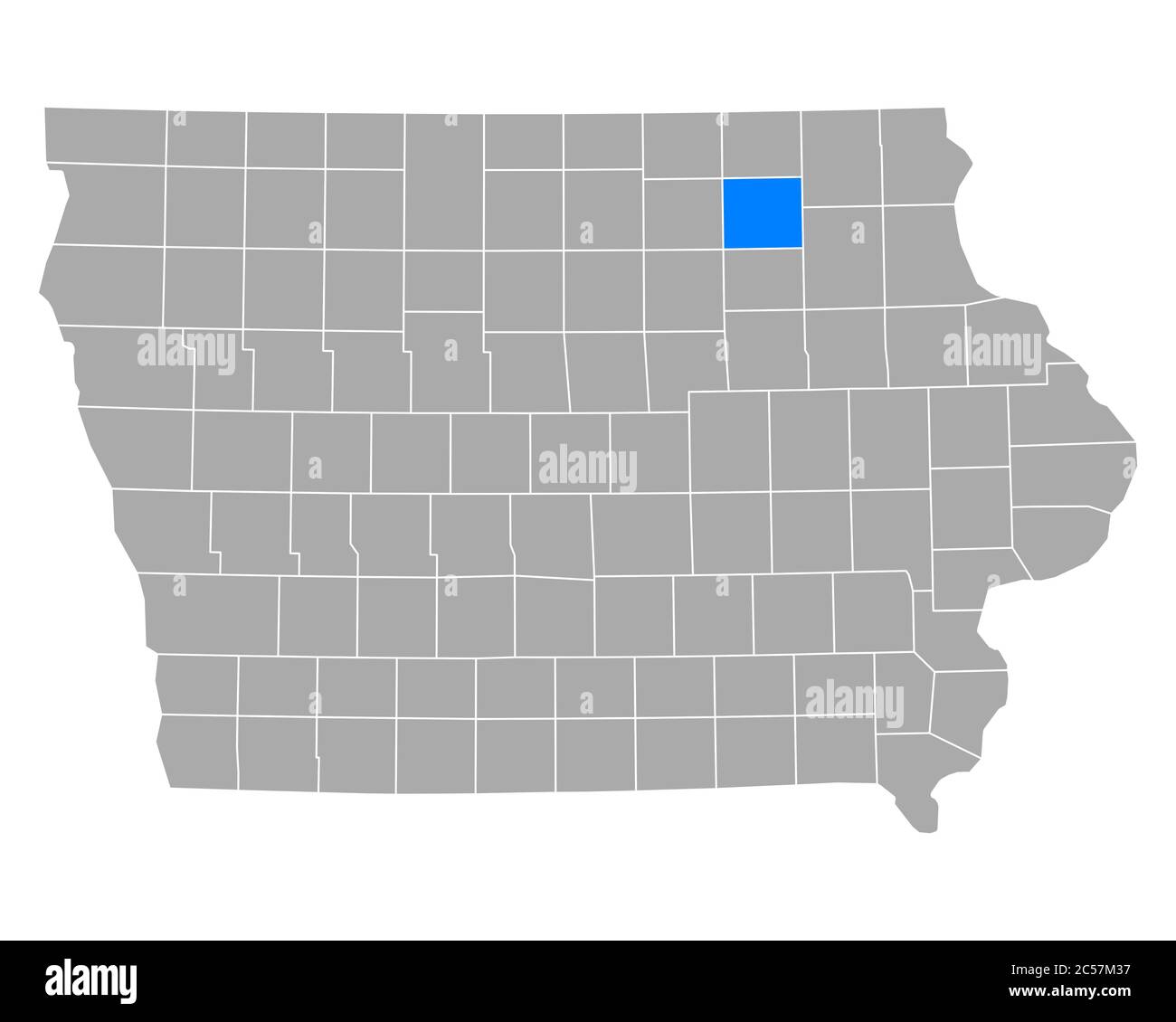 Chickasaw sulla mappa di Iowa Foto Stock