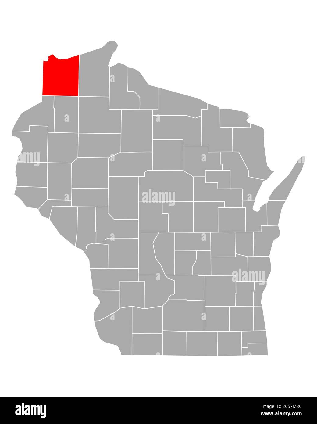 Douglas sulla mappa di Wisconsin Foto Stock