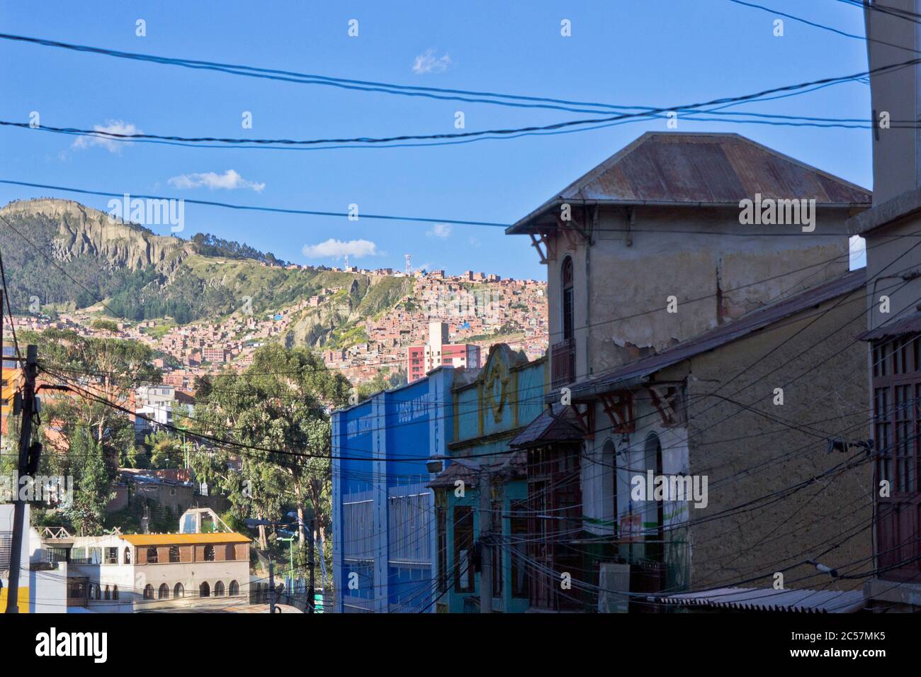 Vista sulla strada della città vecchia, la Paz, Bolivia, America del Sud Foto Stock