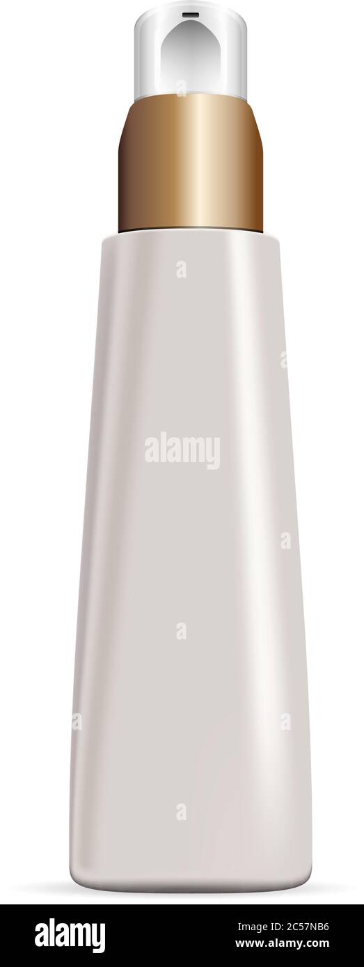 Dispenser crema biberon per cosmetici elite. Confezione con pompa per umidificatore. Illustrazione vettoriale mockup. Illustrazione Vettoriale