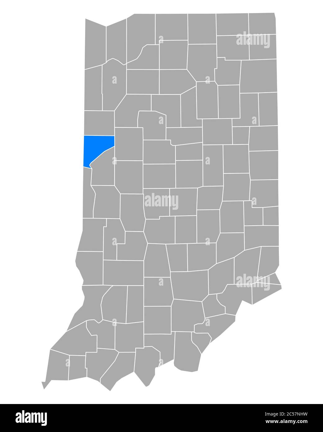 Warren sulla mappa di Indiana Foto Stock