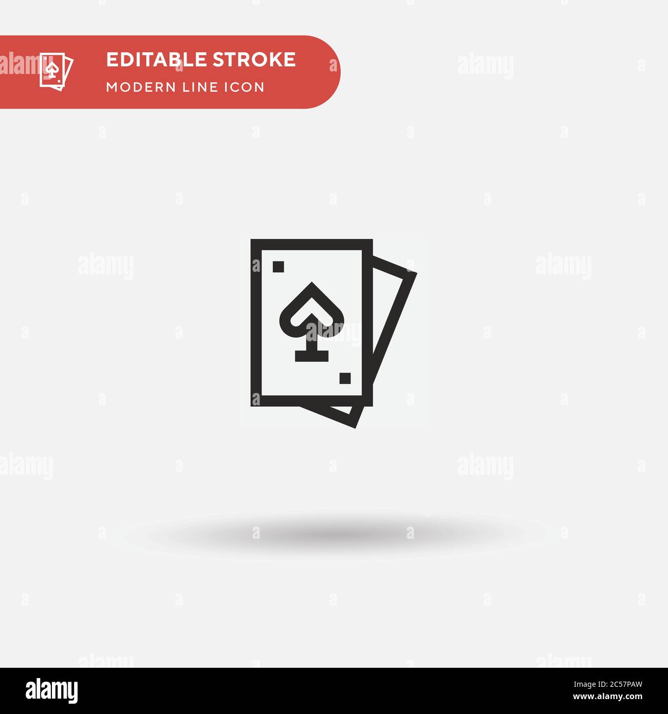 Icona vettoriale semplice delle carte da gioco. Modello di disegno simbolo illustrazione per elemento UI mobile Web. Pittogramma moderno a colori perfetto su tratto modificabile. Icone di carte da gioco per il tuo progetto aziendale Illustrazione Vettoriale