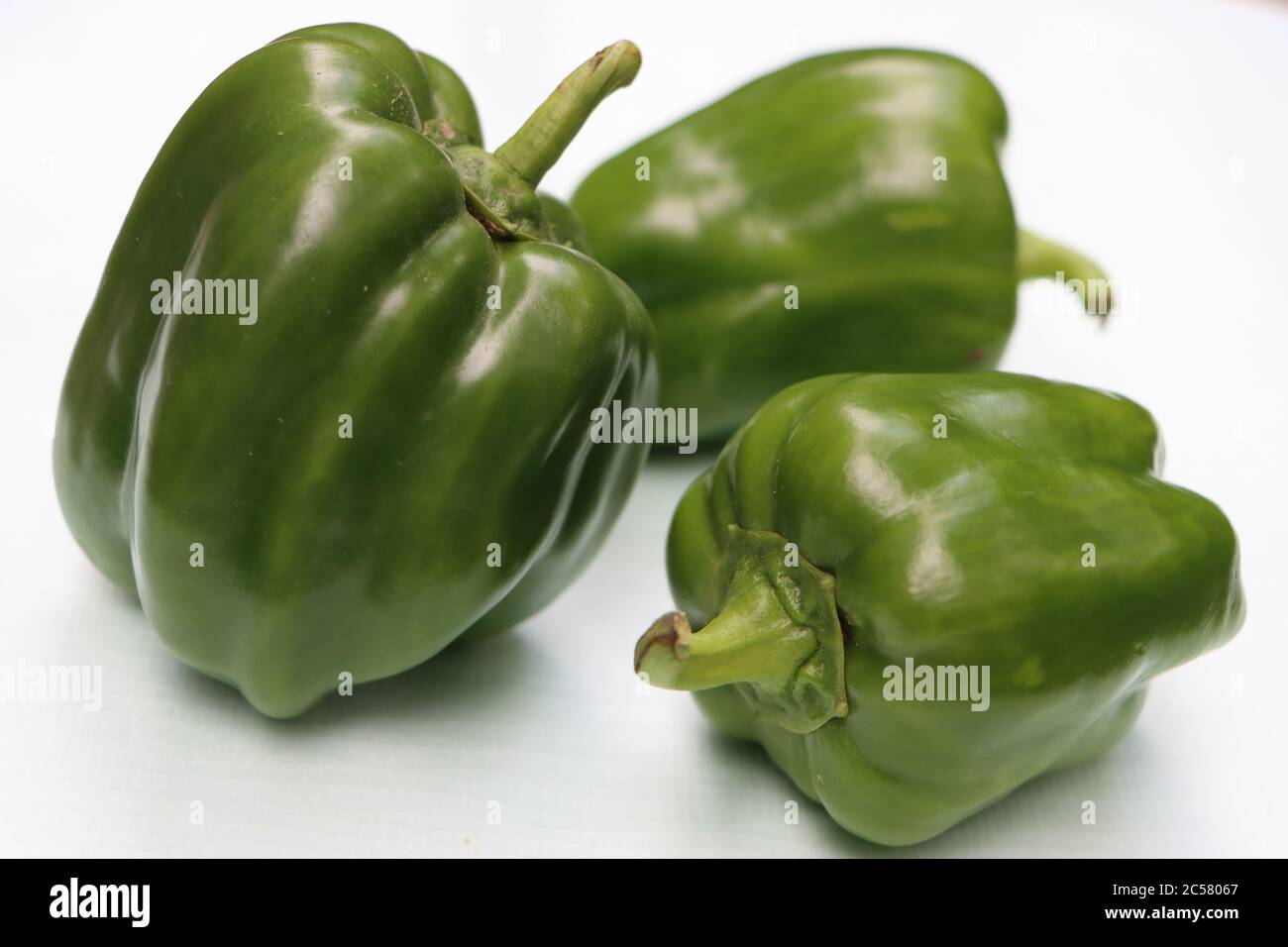 Capsicum o peperone su sfondo bianco Foto Stock