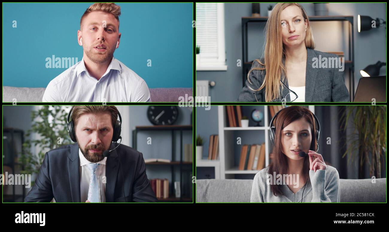 Schermata dei partecipanti alla teleconferenza Foto Stock