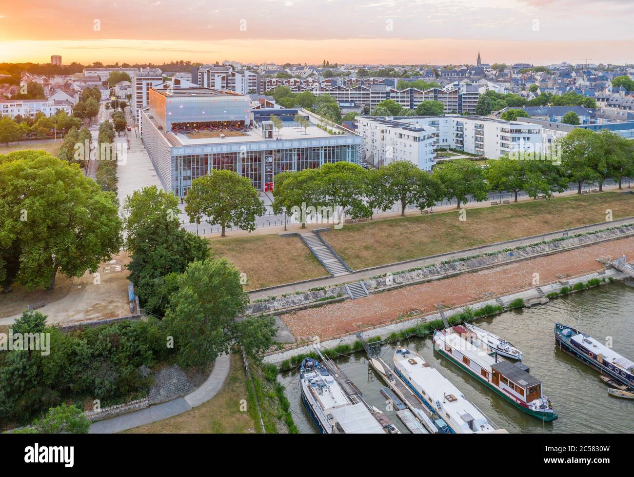 Francia, Maine et Loire, Angers, le Quay, spazio culturale di Angers, Quay e vale de la Savatte (vista aerea) // Francia, Maine-et-Loire (49), Angers, L. Foto Stock