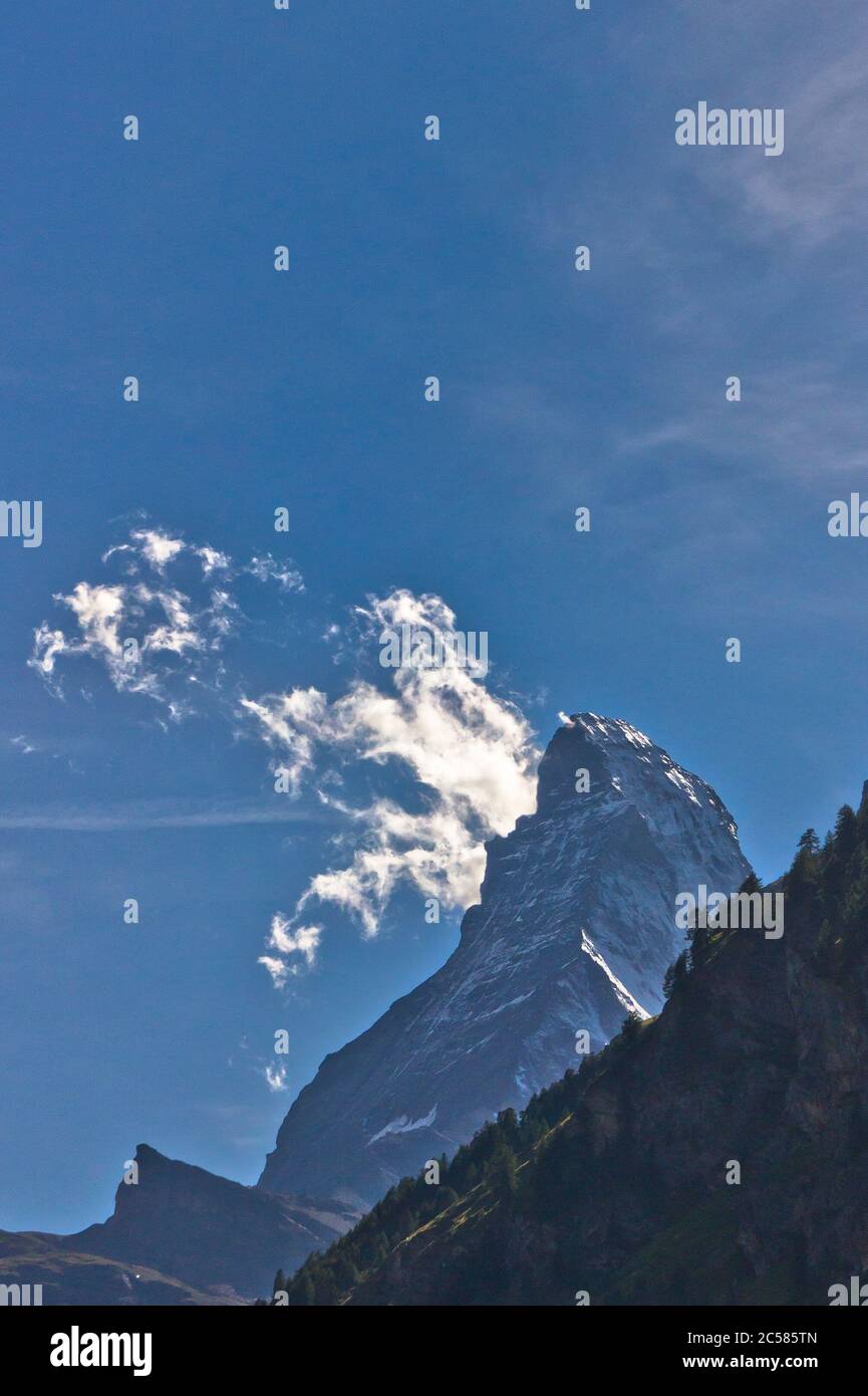 Picco del Cervino visto da Zermatt, Svizzera, Europa Foto Stock