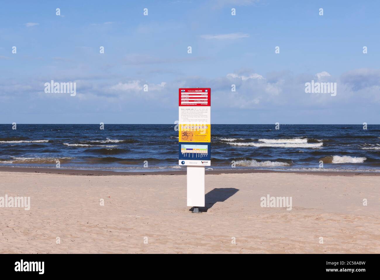 Segno con regole, Jurmala, Lettonia Foto Stock