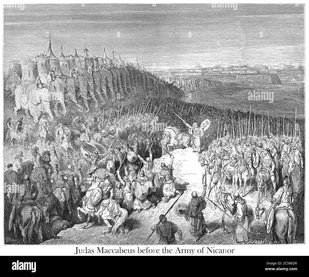 Giuda Maccabeo davanti all'Esercito di Nicanore [II Maccabeo 15:21] dal libro 'la Galleria della Bibbia' illustrato da Gustave Dore con memorie di Dore e lettera-stampa descrittiva di Talbot W. Chambers D.D. Pubblicato da Cassell & Company Limited a Londra e contemporaneamente da Mame a Tours, Francia nel 1866 Foto Stock
