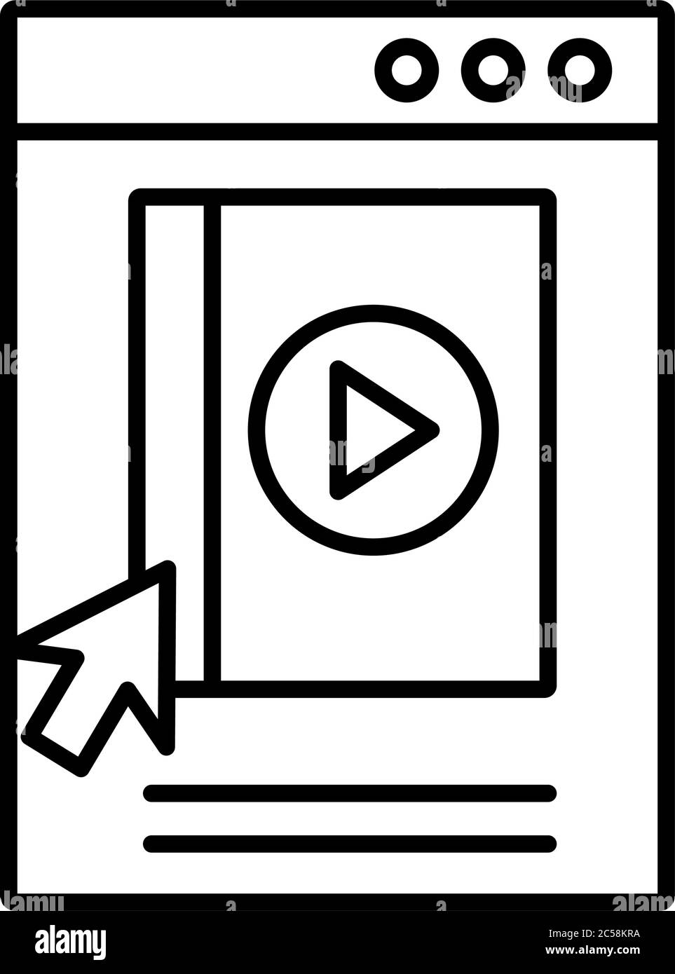 pagina web modello con ebook formazione online stile di linea icona disegno vettoriale illustrazione Illustrazione Vettoriale