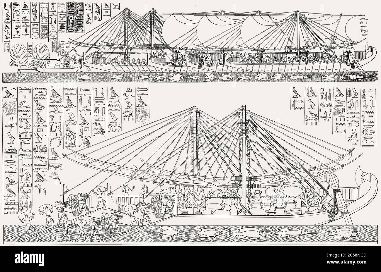 Missione in Terra di Punt, Regina Hatshepsut, il quinto faraone della XVIII dinastia d'Egitto Foto Stock