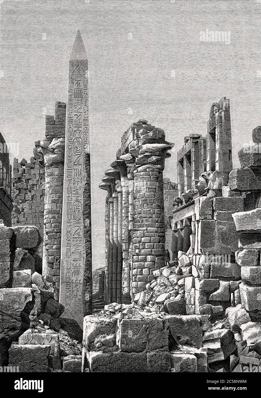 Complesso del Tempio di Karnak, vicino a Luxor, Egitto, 19 ° secolo Foto Stock