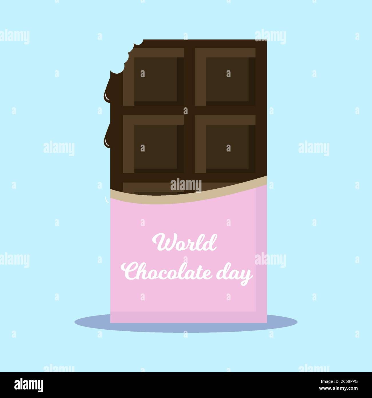 Giornata mondiale del cioccolato. Barretta di cioccolato per melare le bitte Illustrazione Vettoriale