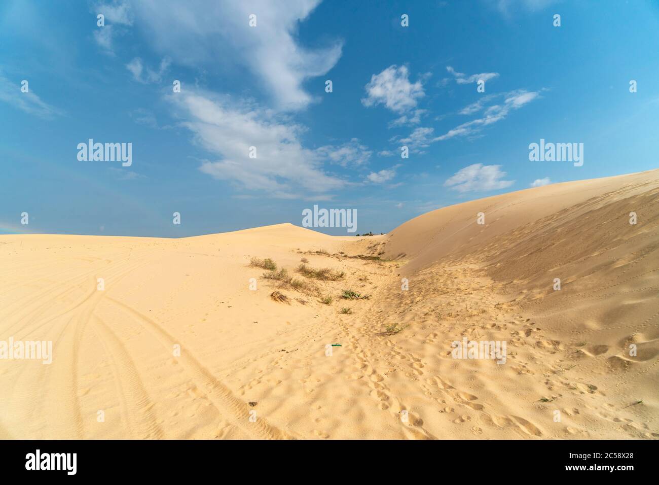 Dune di sabbia di Bau Trang, deserto del sub-Sahara nella provincia di Binh Thuan, Vietnam Foto Stock