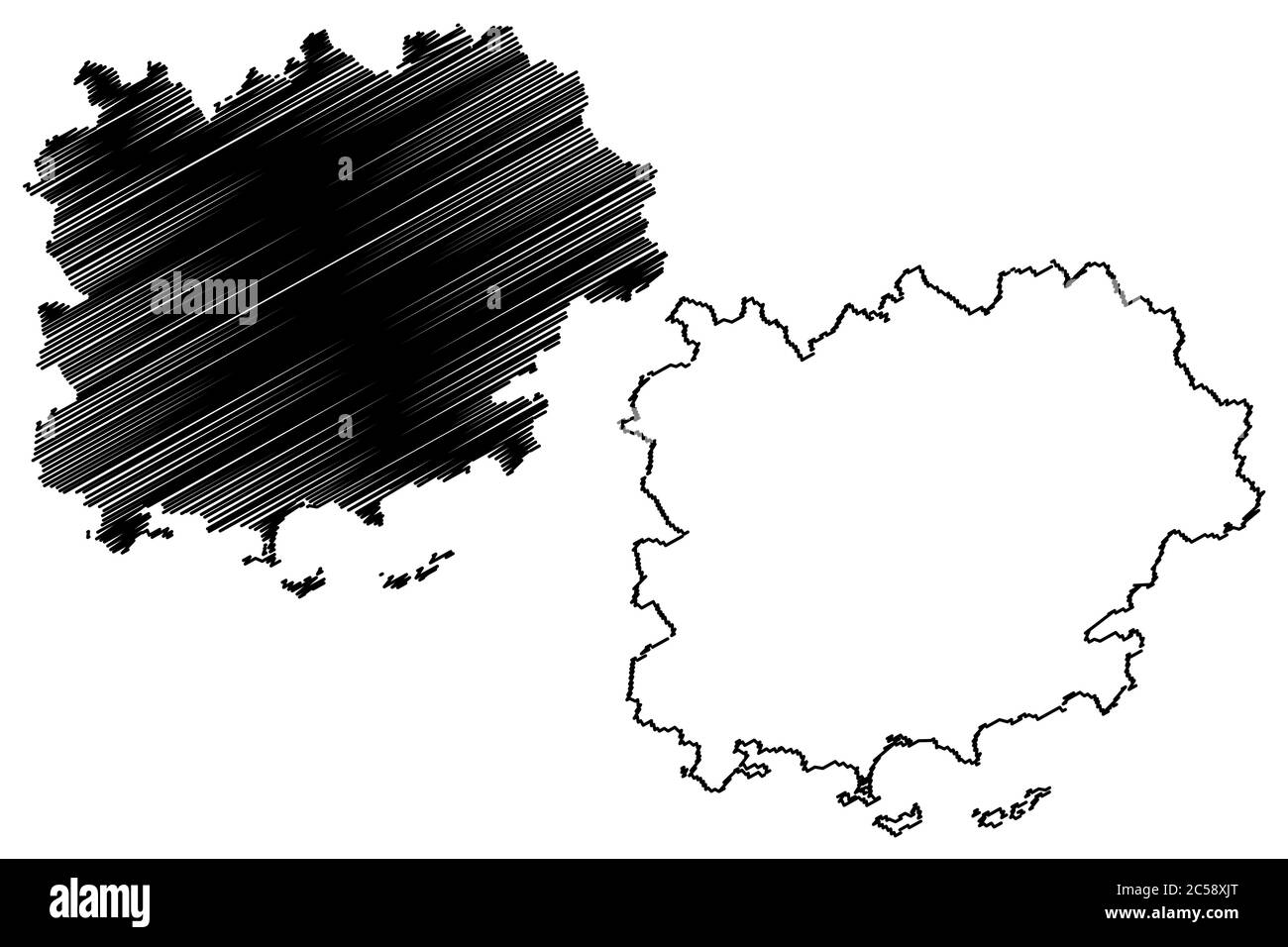 Dipartimento del Var (Francia, Repubblica francese, Provenza-Alpi-Costa Azzurra regione) mappa illustrazione vettoriale, scrimble schizzo Var mappa Illustrazione Vettoriale