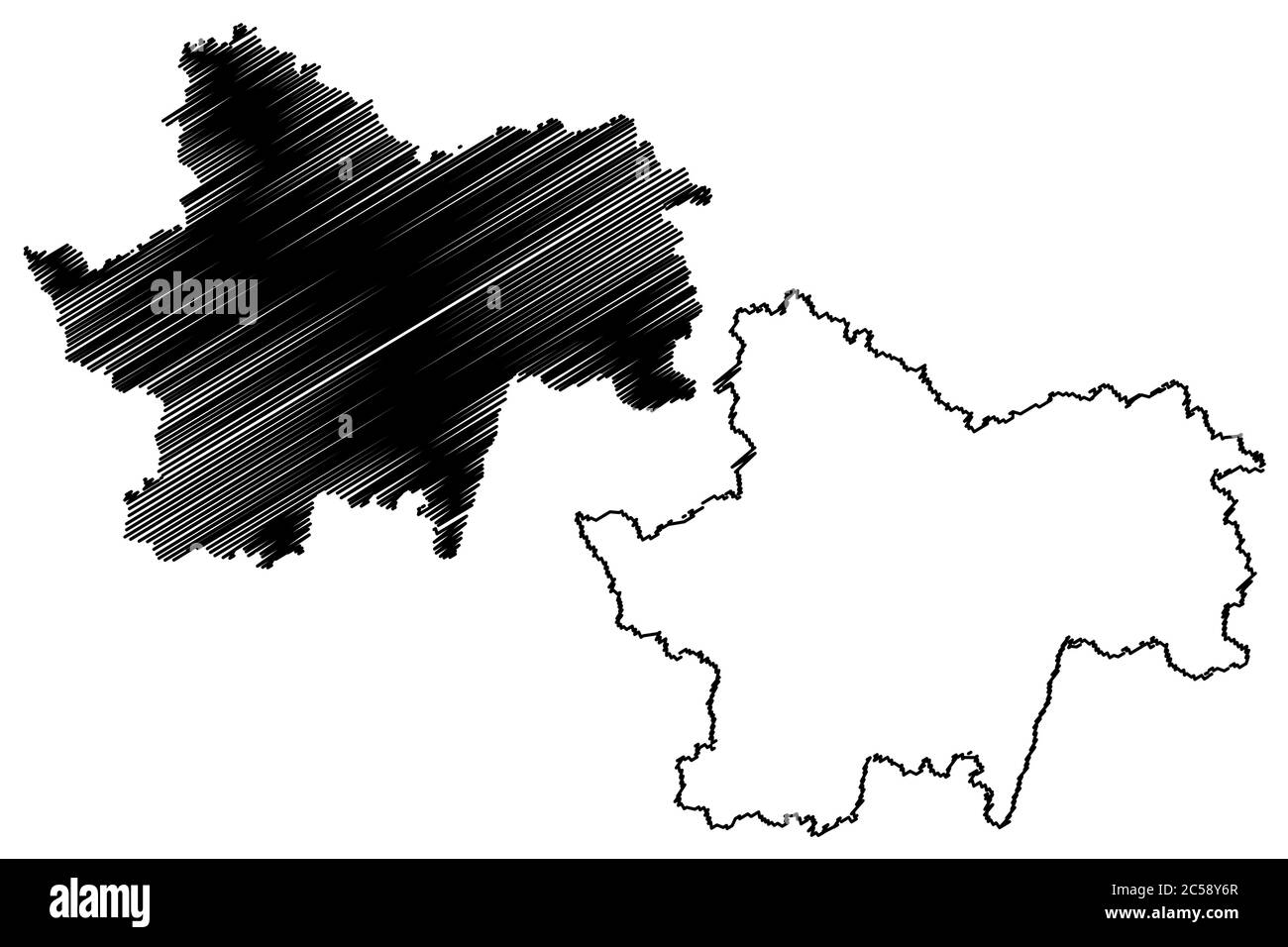 Dipartimento Saone-et-Loire (Francia, Repubblica francese, Regione Borgogna-Franche-Comte, BFC) mappa vettoriale illustrazione, schizzo scrimolo Saone et Loire mappa Illustrazione Vettoriale