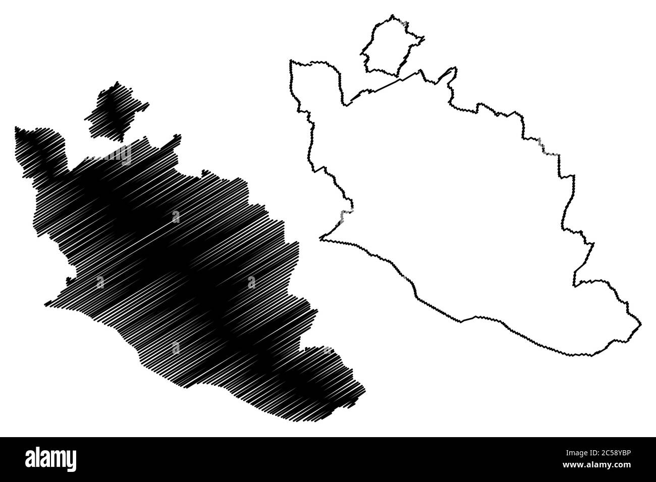 Dipartimento Vaucluse (Francia, Repubblica francese, Provenza-Alpi-Costa Azzurra regione) mappa illustrazione vettoriale, scrimolo schizzo mappa Vauclusa Illustrazione Vettoriale