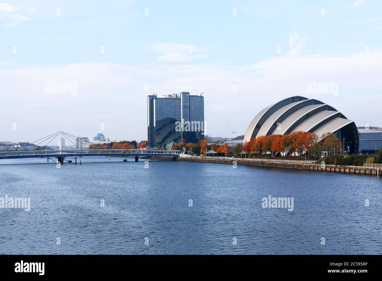 Il centro espositivo e conferenze scozzese (SECC) è il più grande centro espositivo della Scozia, situato nel quartiere di Finnieston, sulla riva nord del fiume Tt Foto Stock