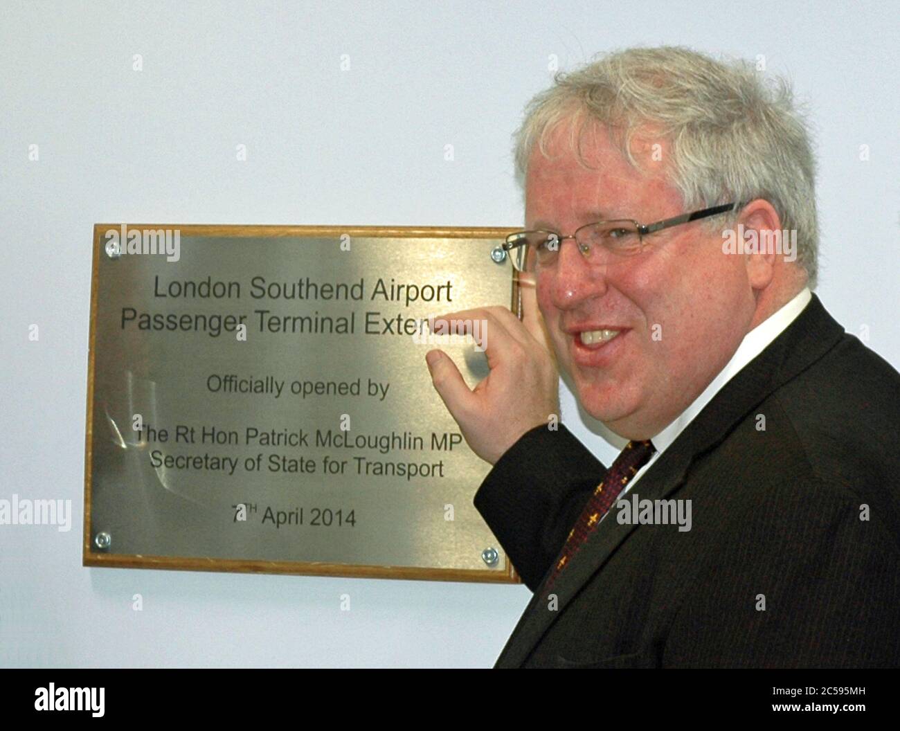 Cerimonia di apertura del nuovo terminal dell'aeroporto Southend di Londra, aprile 2014 Foto Stock