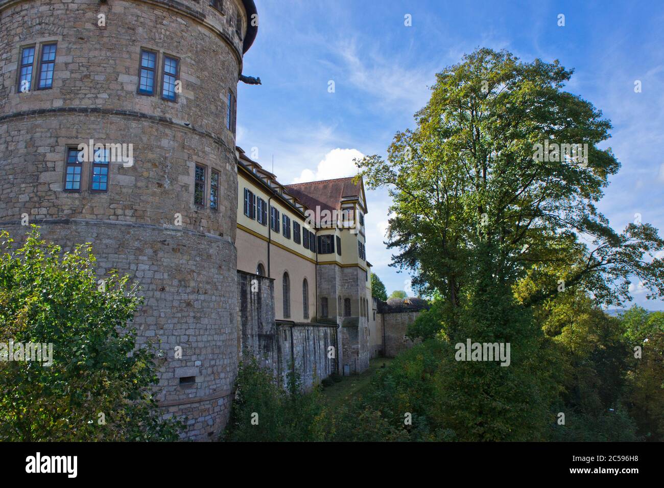 Tübingen, vista sulla città vecchia dalla collina, Germania Foto Stock