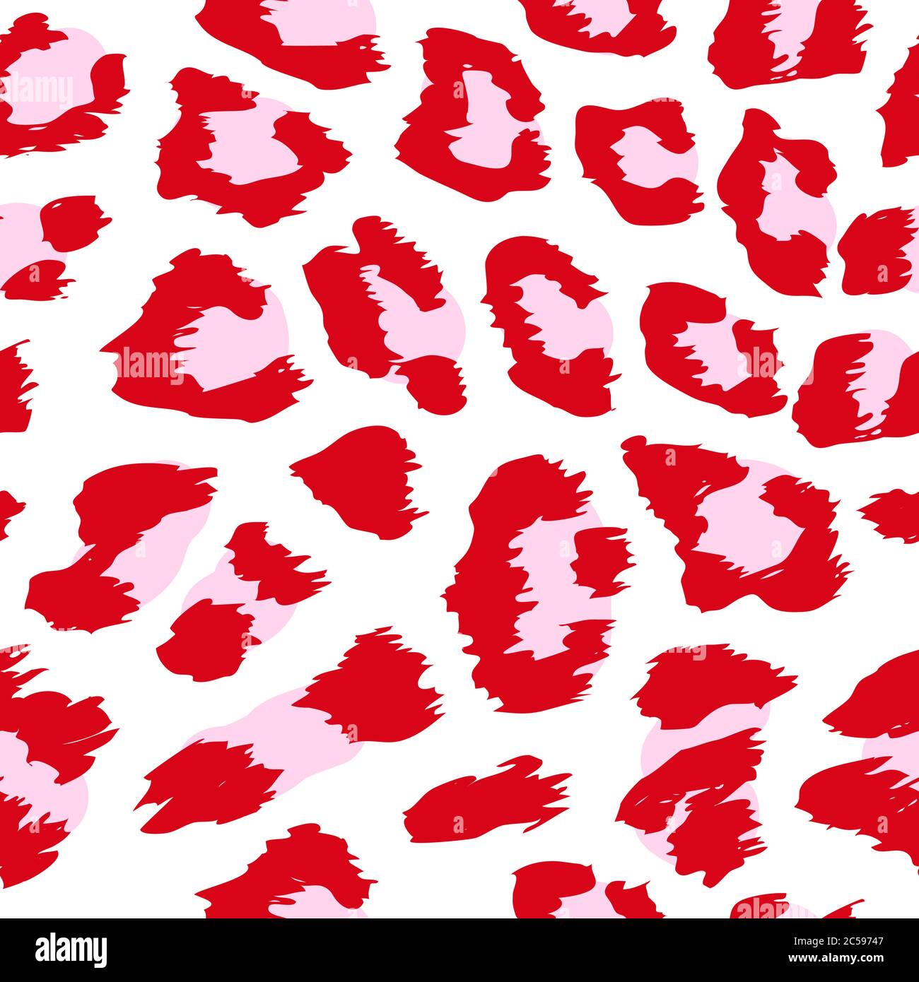 Disegno leopardo in colore rosso - disegno divertente motivo senza giunture. Poster con lettere o t-shirt con grafica in tessuto. / carta da parati, carta da imballaggio Illustrazione Vettoriale