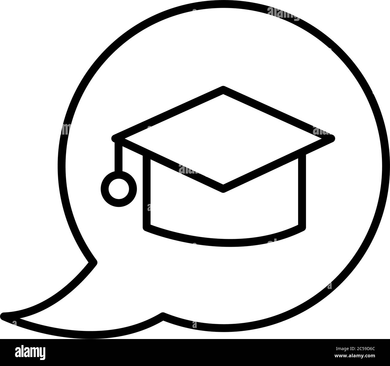 graduazione hat in stile bolla vocale disegno di illustrazione vettoriale di icona Illustrazione Vettoriale