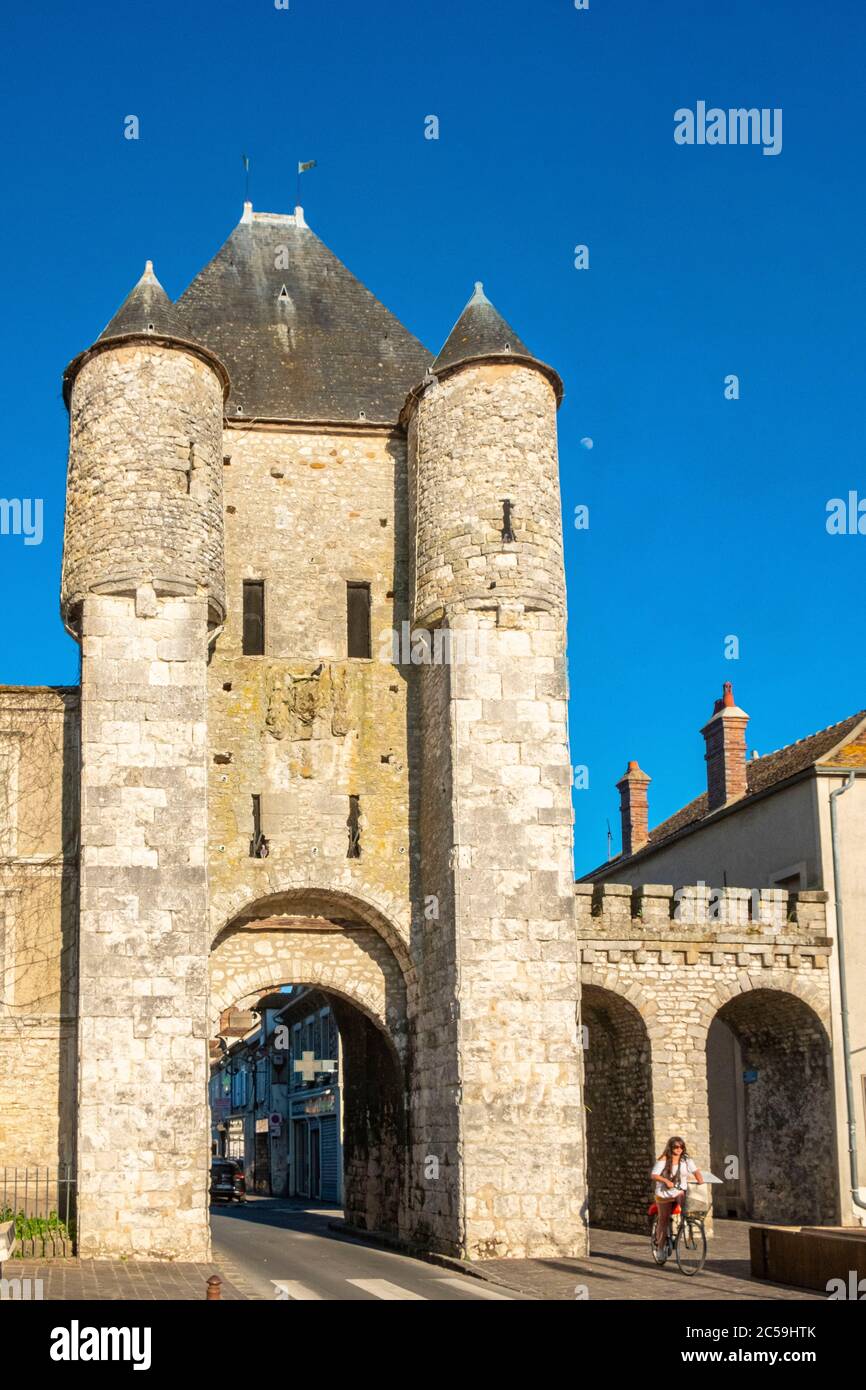 Francia, Senna e Marna, Moret sur Loing, la Porte de Samois o la Porte de Paris Foto Stock