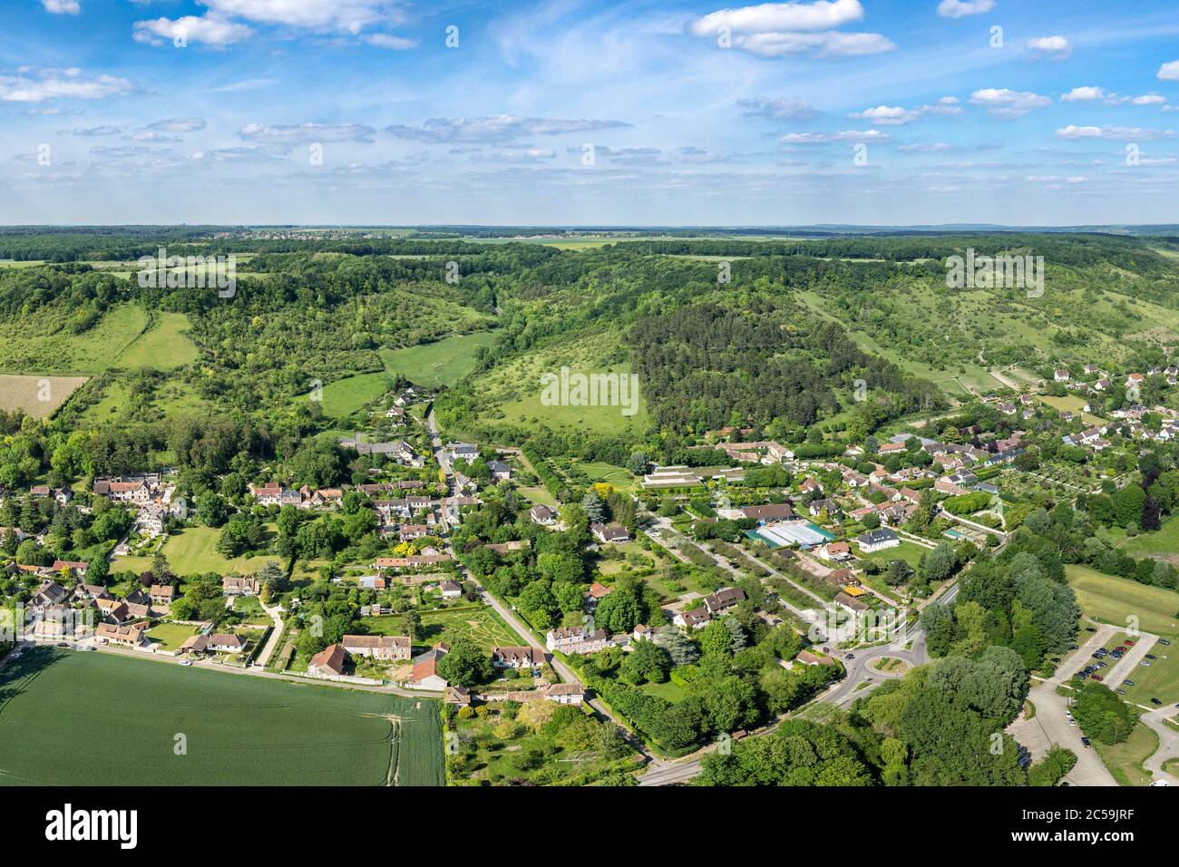 Francia, Eure, Giverny (vista aerea) Foto Stock