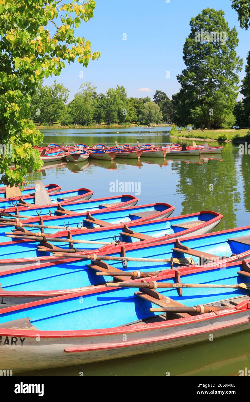 Francia, Parigi, Bois de Vincennes, lago Daumesnil, noleggio barche Foto Stock