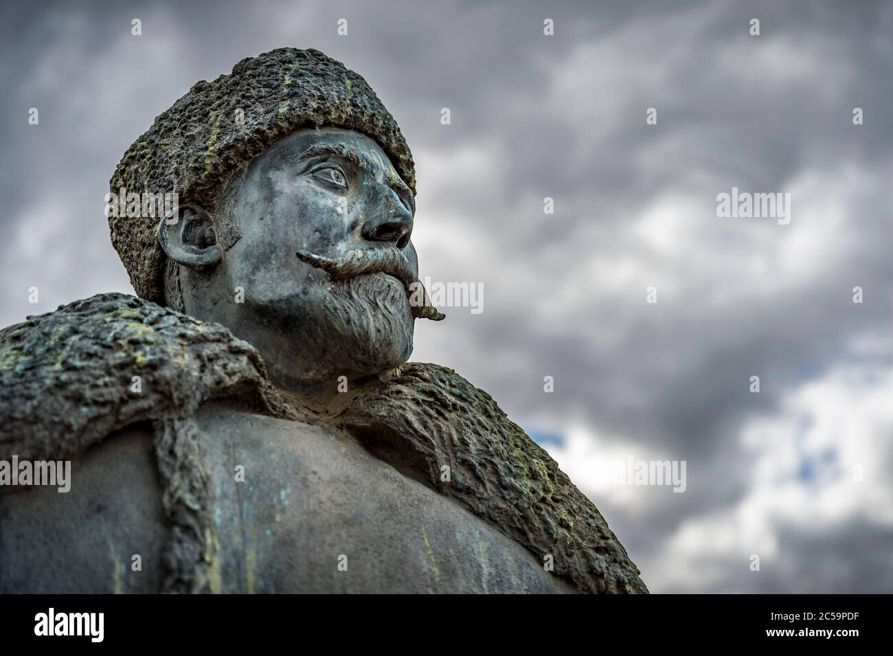 Argentina, Patagonia, provincia di Tierra del Fuego, Ushuaia, la città è considerata la più meridionale del mondo, busto dell'esploratore belga Adrien de GERLACHE (1866-1934) Foto Stock