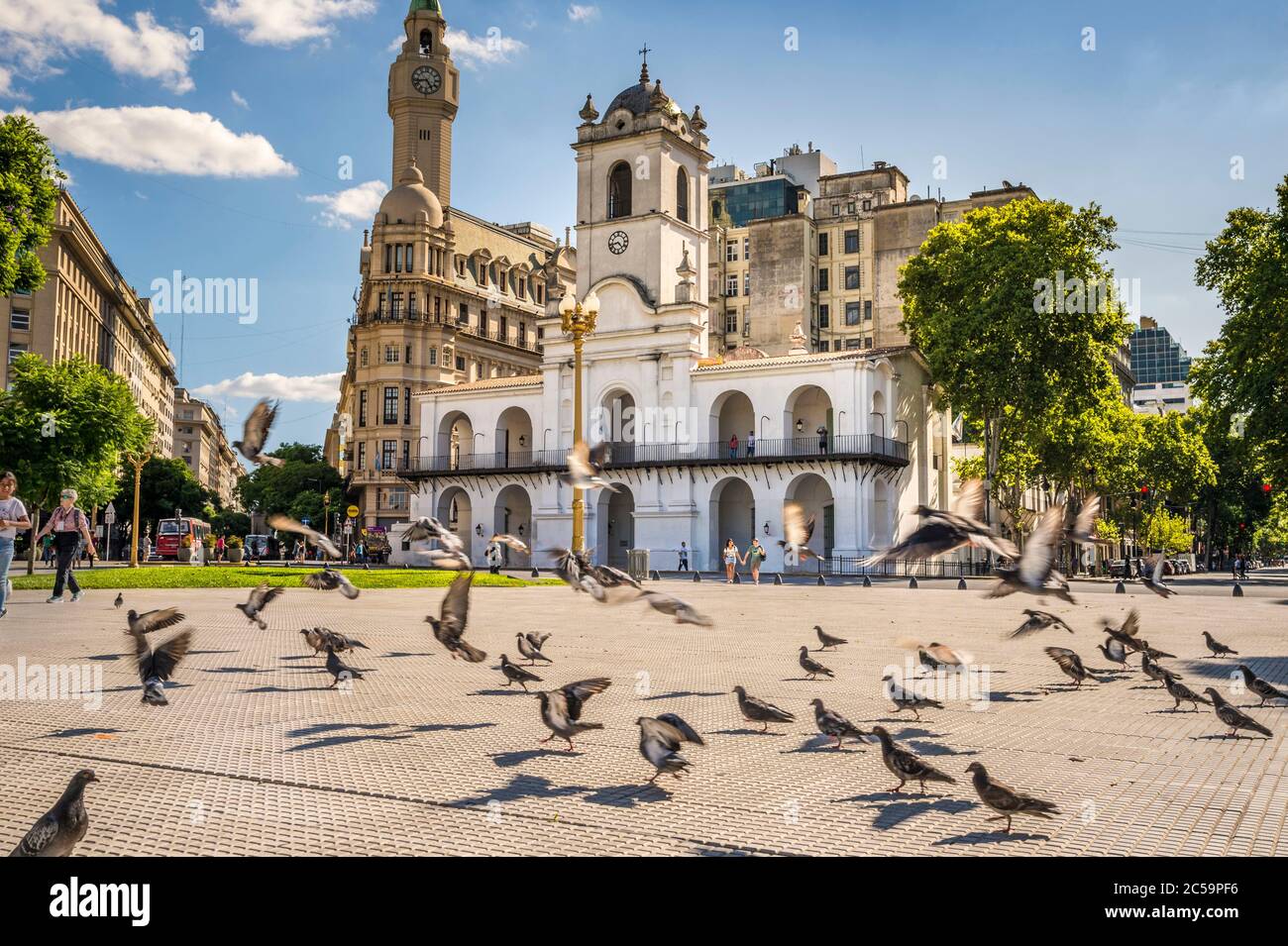 Argentina, Buenos Aires, la Plaza de Mayo, il luogo di fondazione della città, è stato creato dall'Unione di piazze e Fort Victoria nel 1884 per demolire un edificio chiamato Recova Vieja che li separava Foto Stock