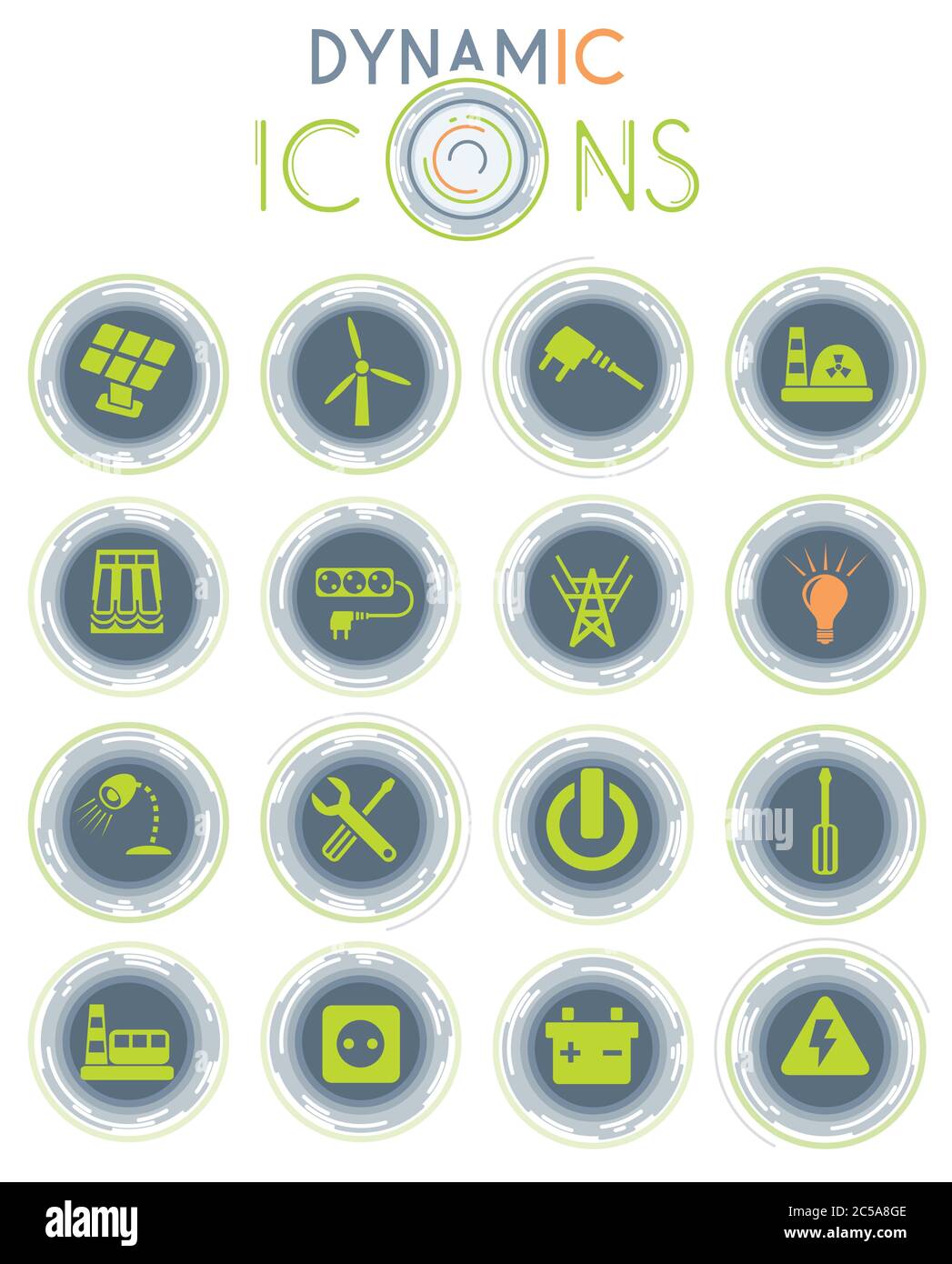 icone dinamiche elettriche Illustrazione Vettoriale