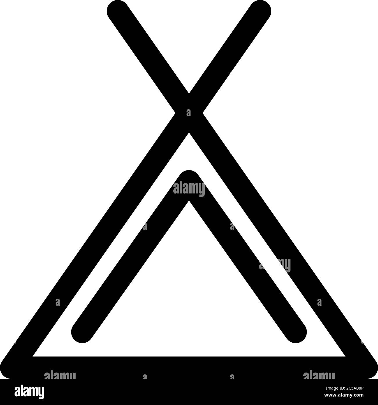 Icona tenda campeggio. Simbolo del campeggio. Delineare elementi di design moderno. Semplice segno vettoriale nero piatto con angoli arrotondati. Illustrazione Vettoriale