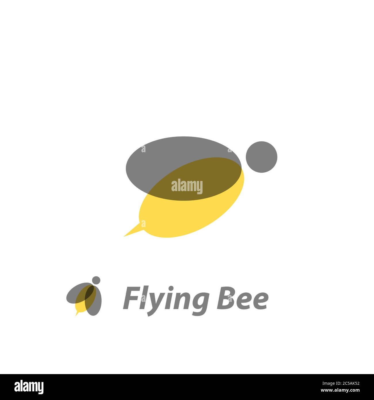 Logo Flying Bee, con design trasparente, isolato su sfondo bianco. Illustrazione Vettoriale