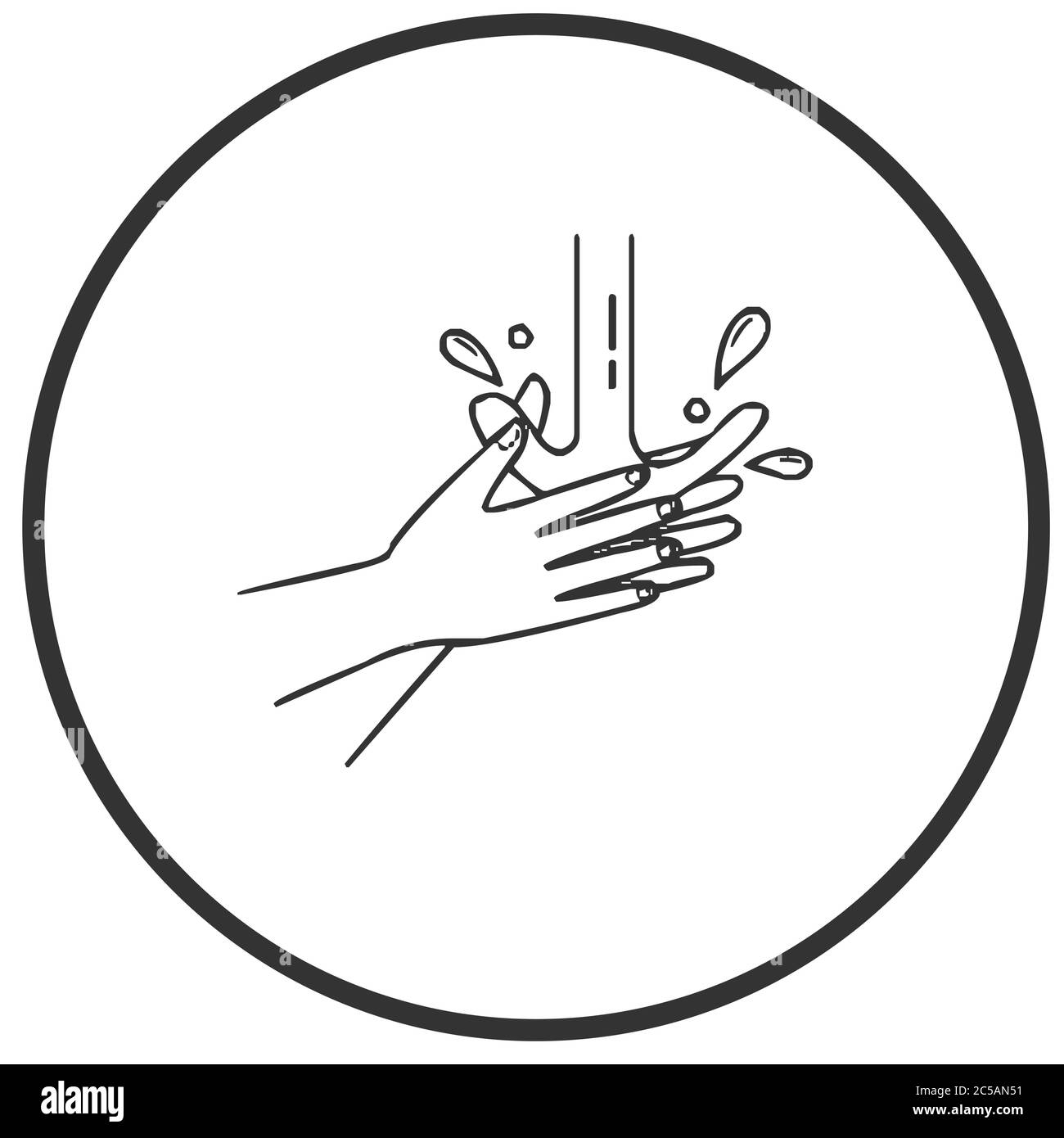 Lavare la mano con acqua e sapone icona illustrazione vettoriale Illustrazione Vettoriale