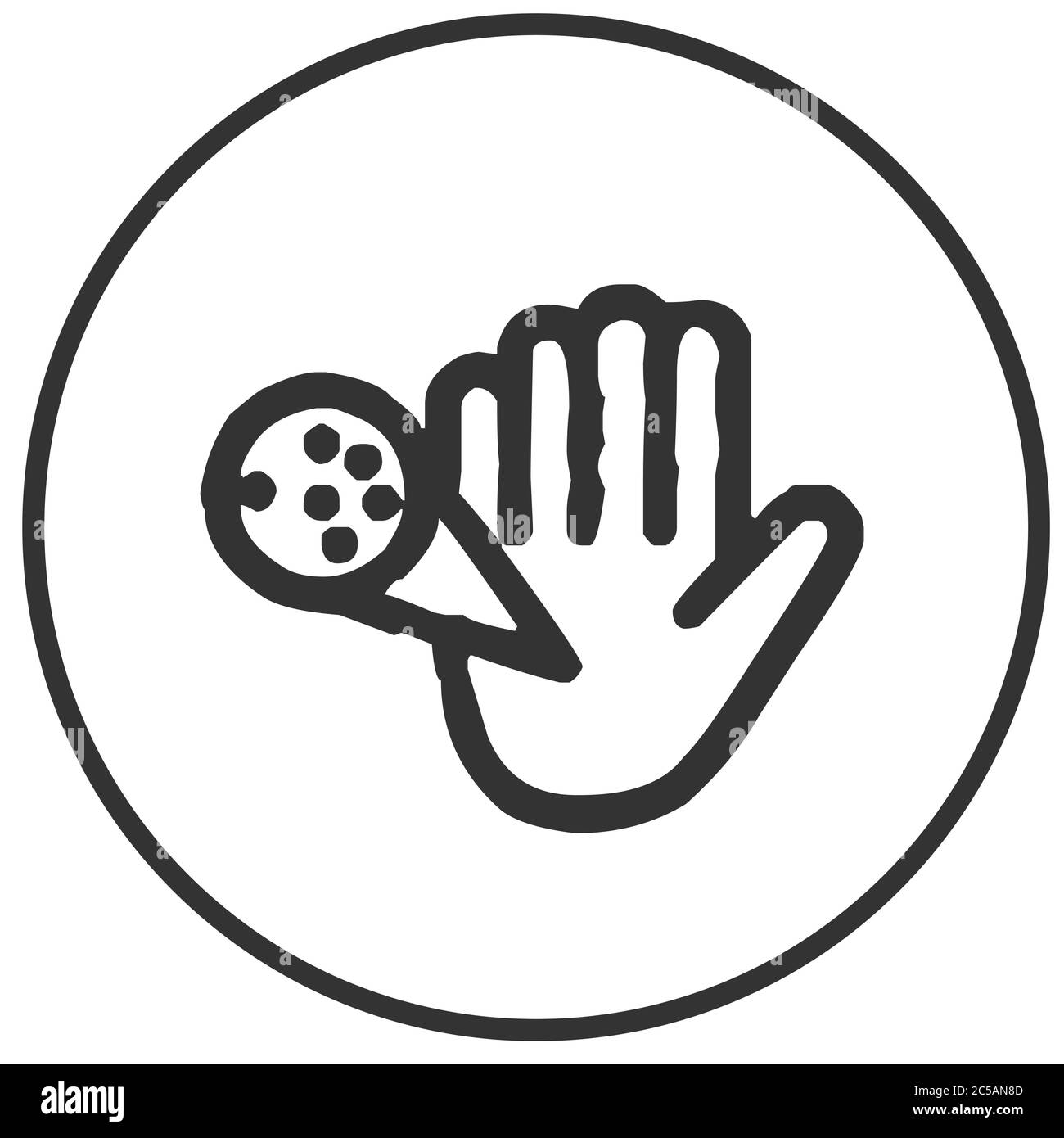 Palmo della mano contaminato con icona del virus Illustrazione Vettoriale